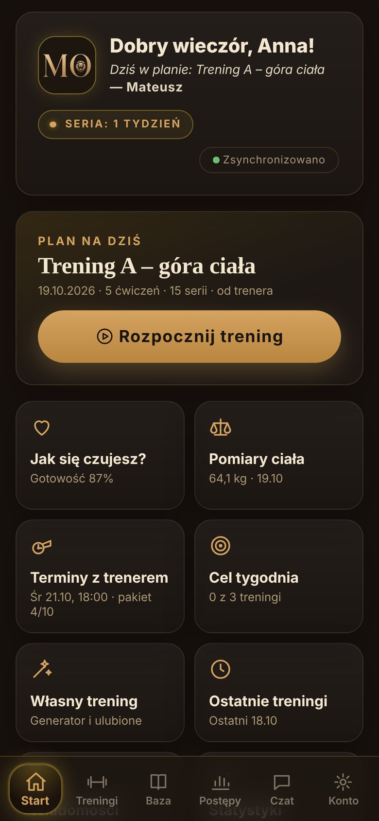 MO app screen: Home